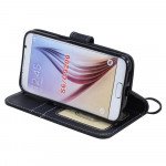 Wholesale Samsung Galaxy S6 Classic Flip Leather Wallet Case with Strap (Black)